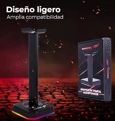 Foto 2 pulgar | Techzone Immortal Gaming Base Soporte Para Audífonos Gamer Con Luz Rgb