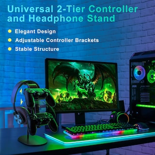 Foto 2 | Soporte Para Mando Y Auriculares Qincoon De Aluminio/madera Ps5/ps4/xbox - Venta Internacional.