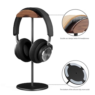 Foto 4 | Soporte Para Auriculares Qincoon De Madera De Nogal Y Aluminio Negro - Venta Internacional.