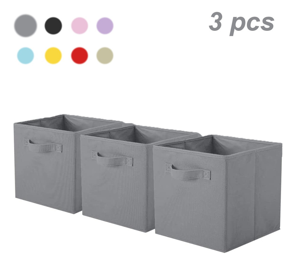 Foto 2 pulgar | Cajas De Almacenamiento De Organizadora Tela Plegables/3pcs, Gris