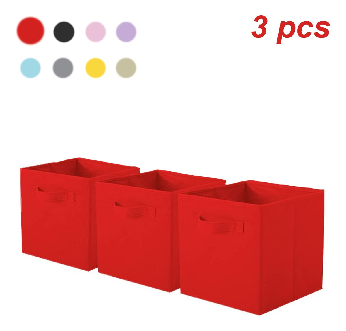 Foto 2 pulgar | Cajas De Almacenamiento De Organizadora Tela Plegables/3pcs, Rojo