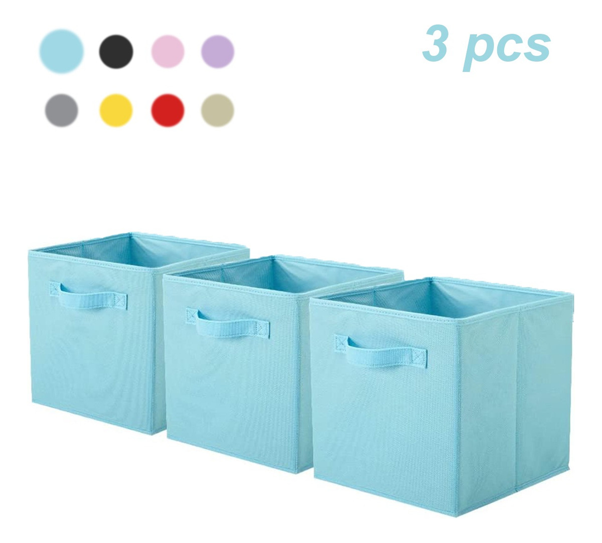 Cajas De Almacenamiento De Organizadora Tela Plegables/3pcs, Azul