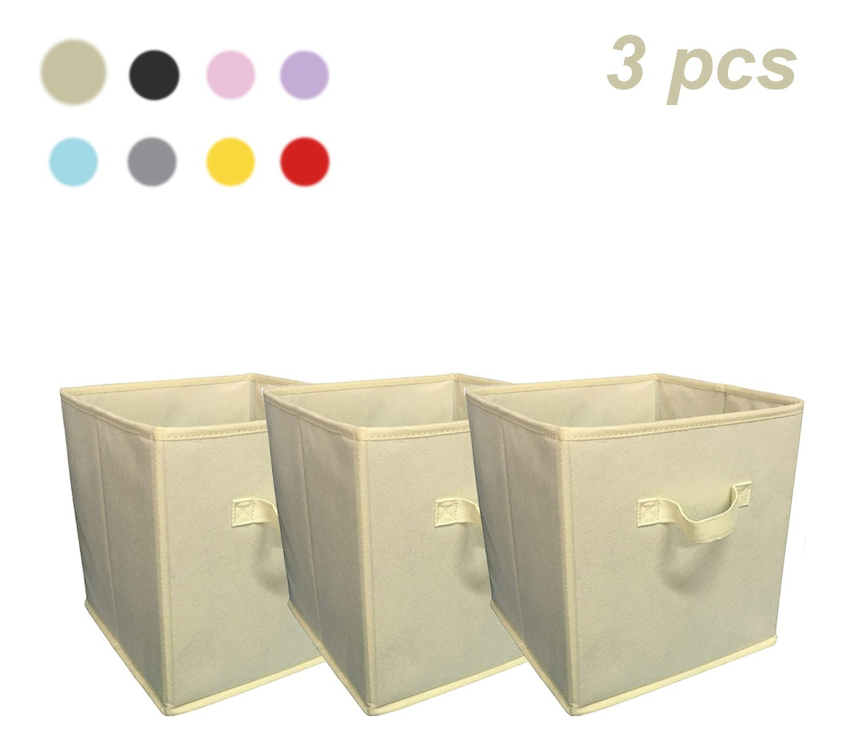 Foto 2 pulgar | Cajas De Almacenamiento De Organizadora Tela Plegables/3pcs, Beige