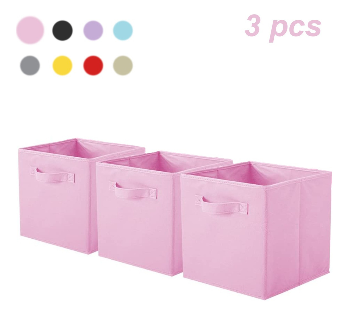 Foto 2 pulgar | Cajas De Almacenamiento De Organizadora Tela Plegables/3pcs, Rosa