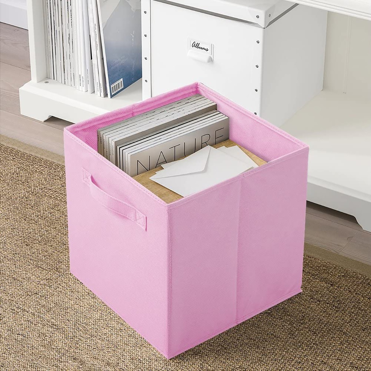 Foto 4 pulgar | Cajas De Almacenamiento De Organizadora Tela Plegables/3pcs, Rosa