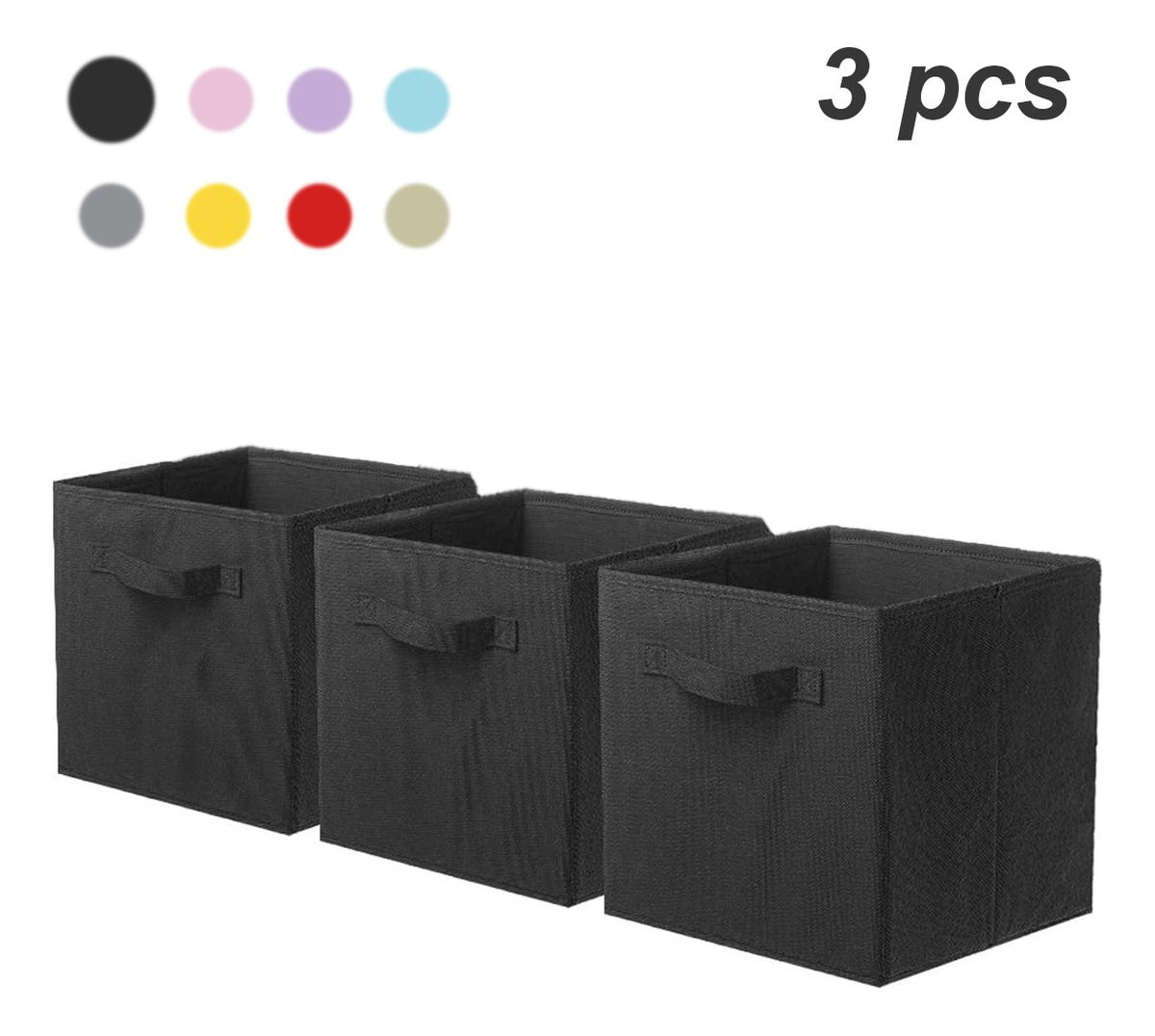 Cajas De Almacenamiento De Organizadora Tela Plegables/3pcs, Negro