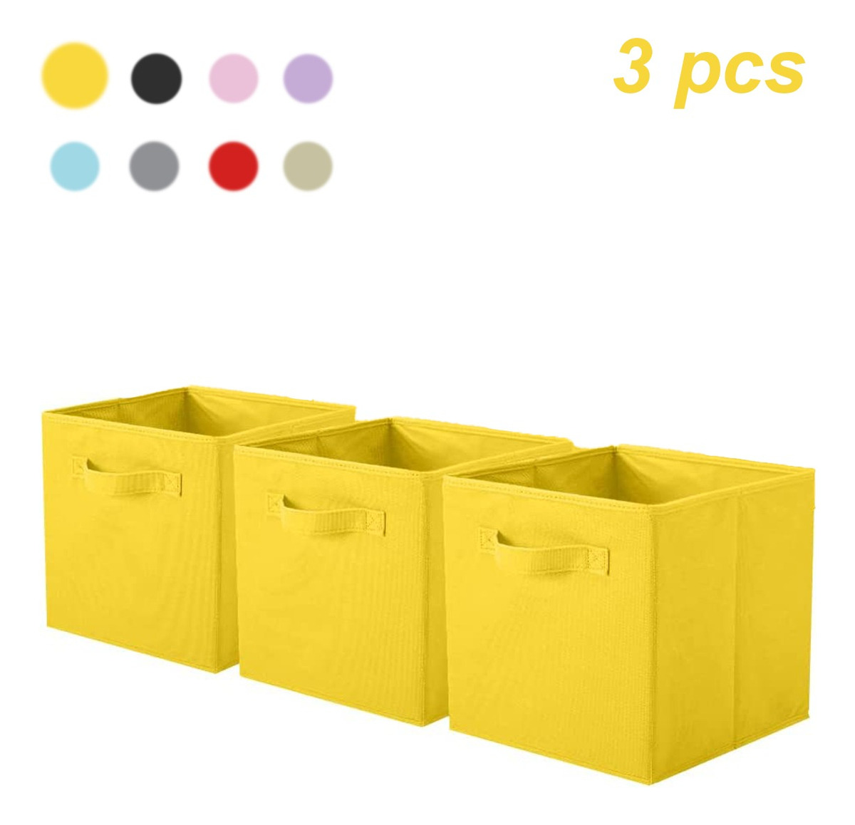 Cajas De Almacenamiento De Organizadora Tela Plegables/3pcs, Amarillo