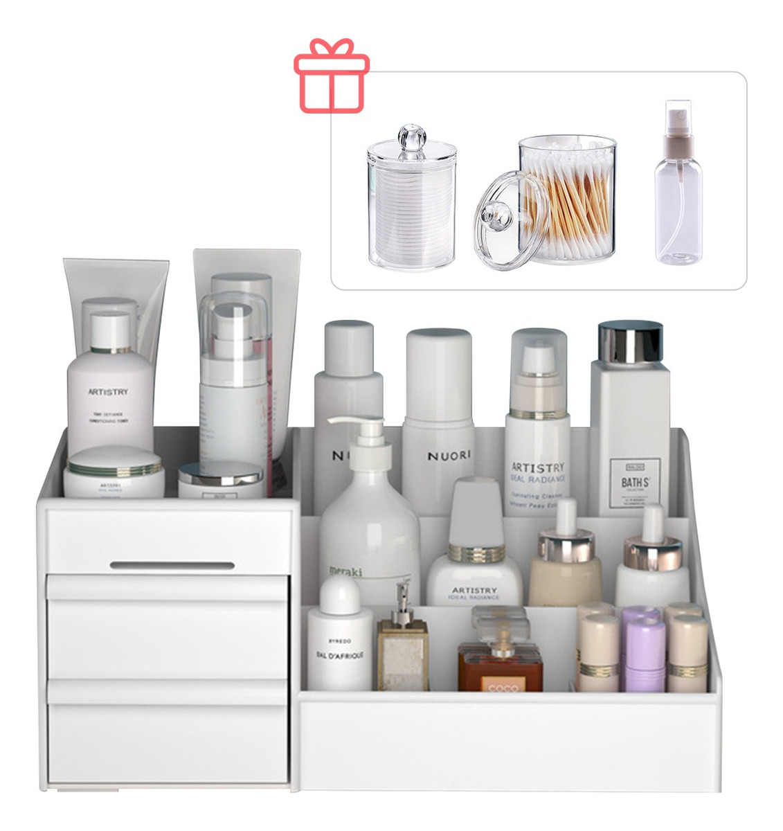 Foto 3 pulgar | Caja Organizadora Maquillaje Con Gavetas De Multifuncional, Blanco