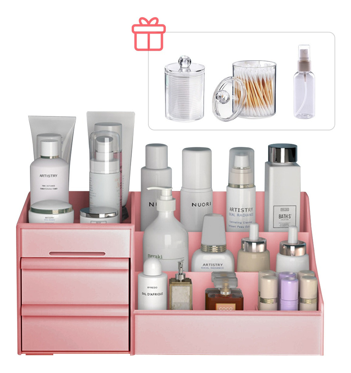 Foto 3 pulgar | Caja Organizadora Maquillaje Con Gavetas De Multifuncional, Rosa