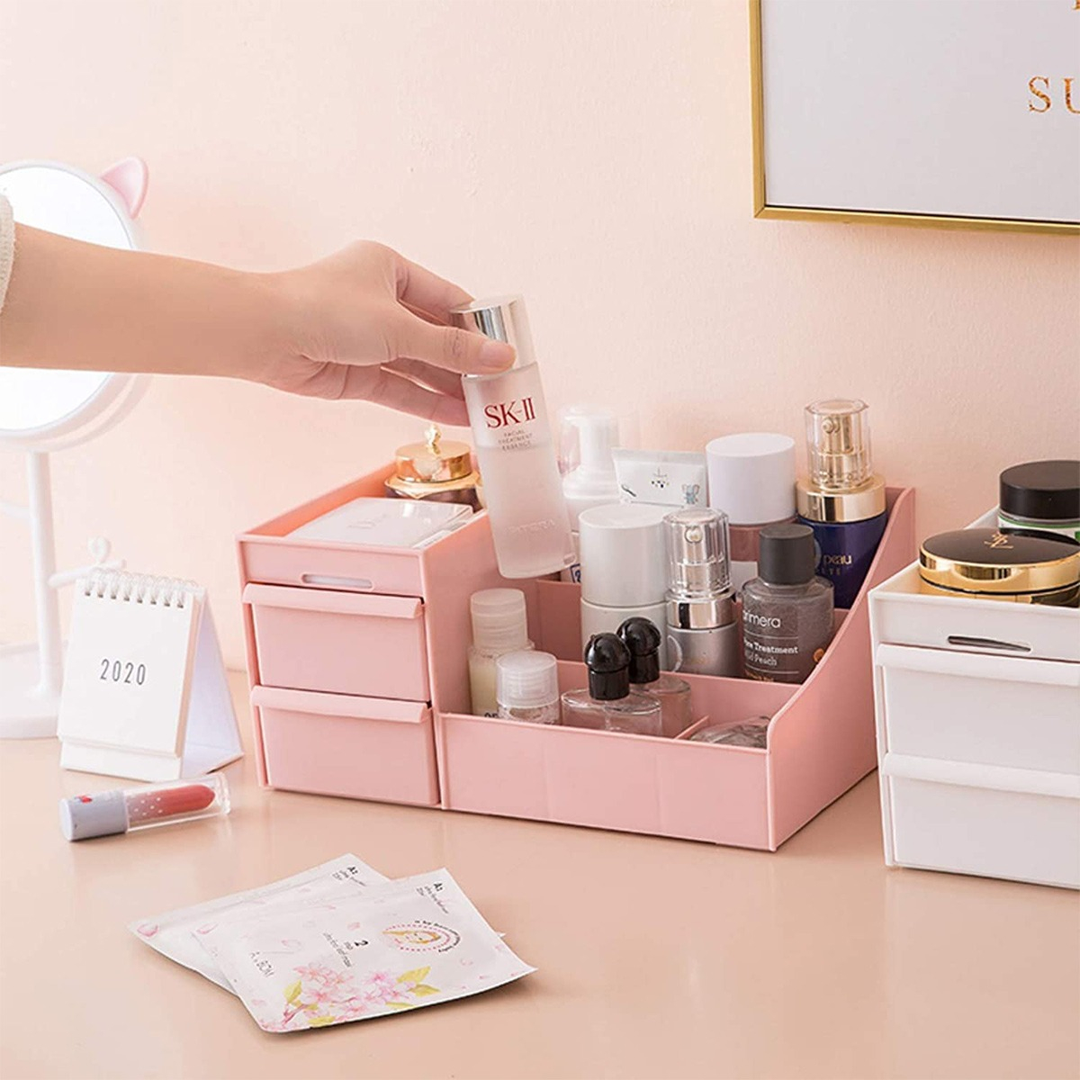 Foto 3 | Caja Organizadora Maquillaje Con Gavetas De Multifuncional, Rosa