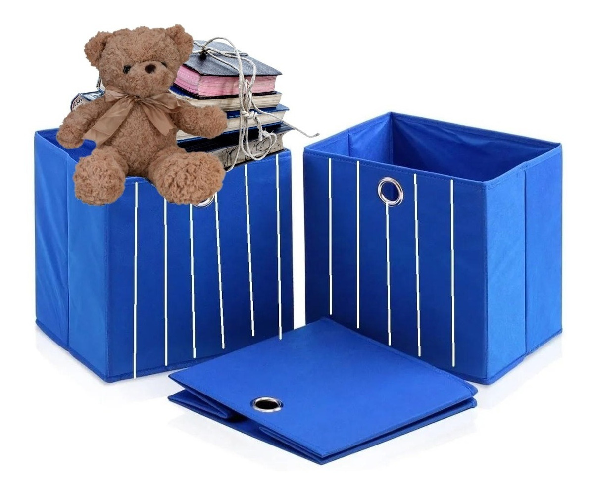 Caja Cubo Organizador, Almacena Ropa, Objetos, Closet, 1 Pza, Azul