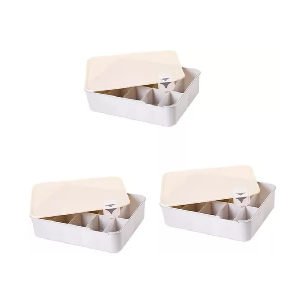 Set De 3 Cajas Con Tapa Organizadoras Para Ropa Interior