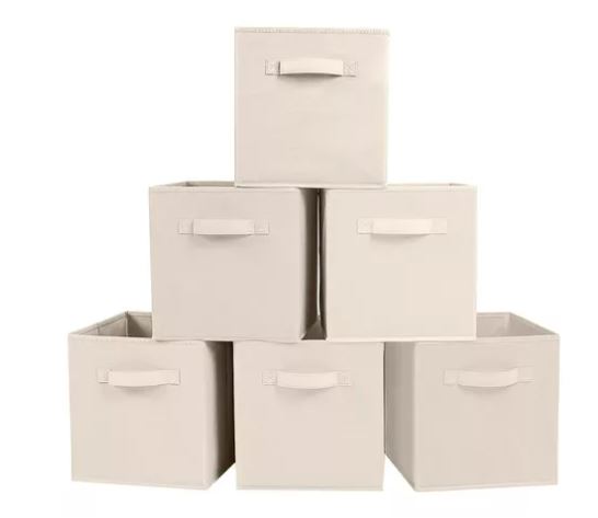 Cajas de Almacenamiento Wünd Plegables Multiusos Beige 6 Piezas