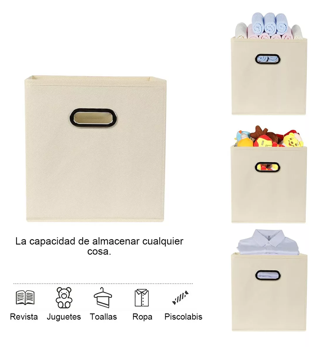 Foto 4 pulgar | Cajas de Almacenamiento Belug de Tela Beige Plegables 4 Piezas