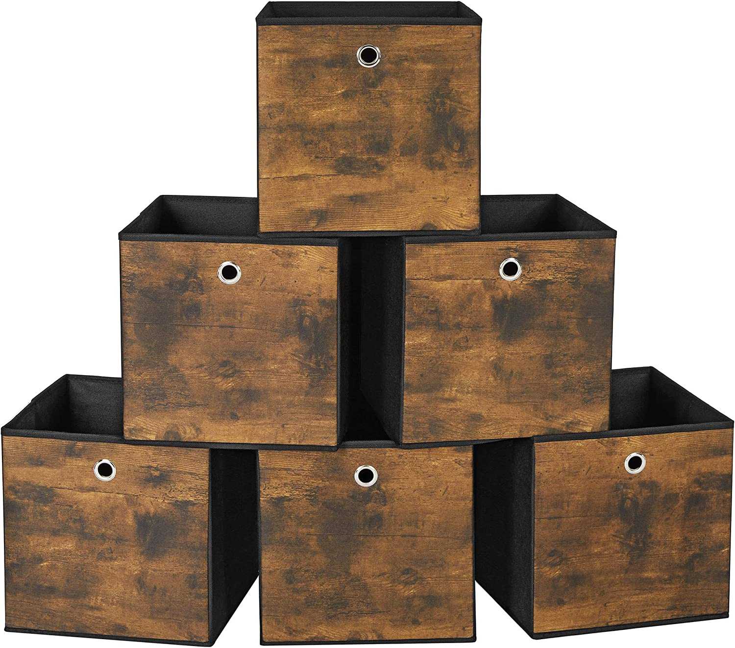 Foto 2 pulgar | Cajas De Almacenamiento Songmics, Juego De 6 Unidades, Color Marrón Rústico Con Detalles En Negro