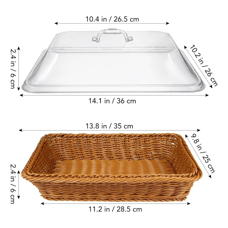 Foto 8 pulgar | Cesta Tejida Para Servir Pan Vegetal Con Tapa Acrílica - Venta Internacional.