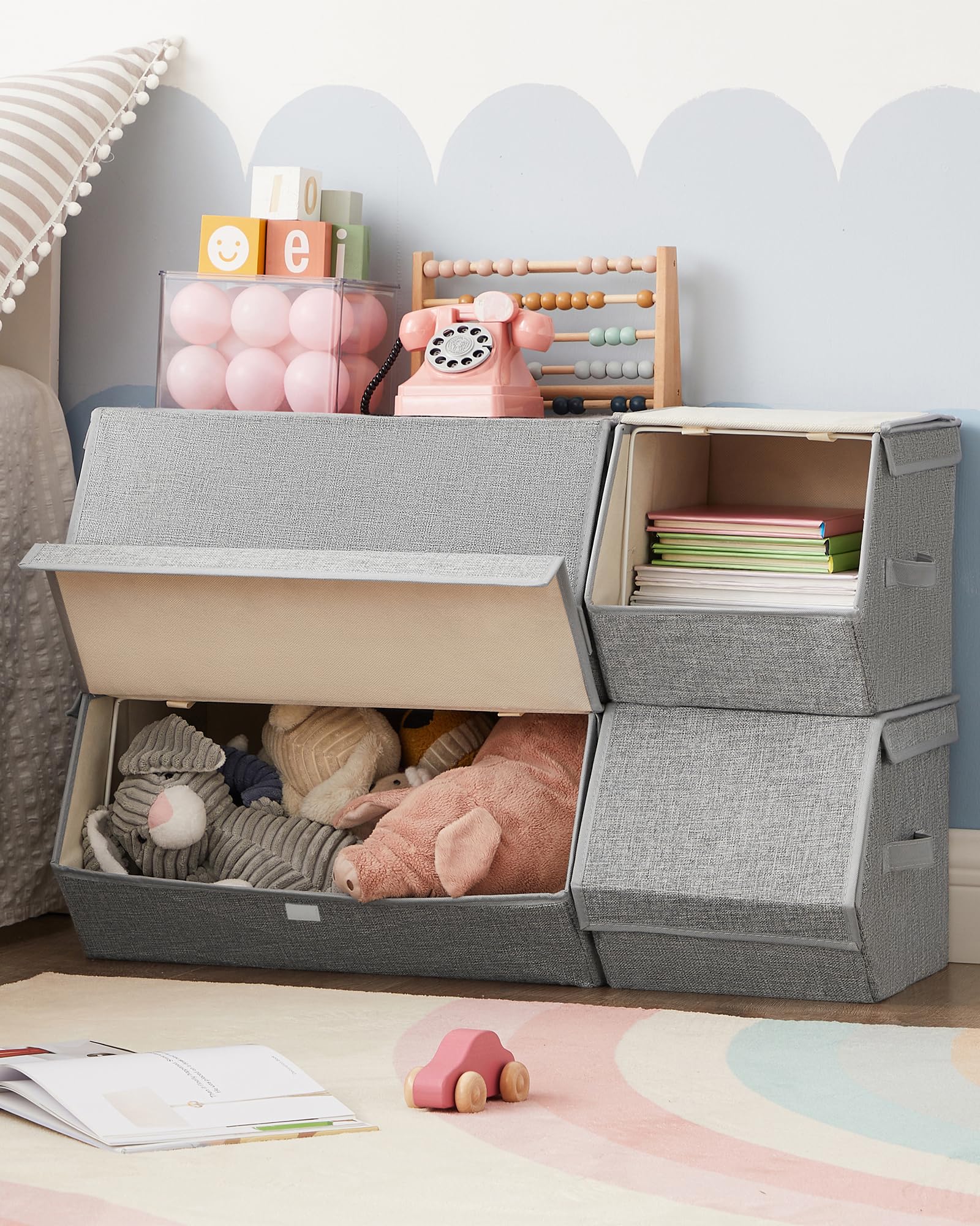 Foto 3 | Set De 4 Cubos Plegables Para Dormitorio Songmics, Color Gris