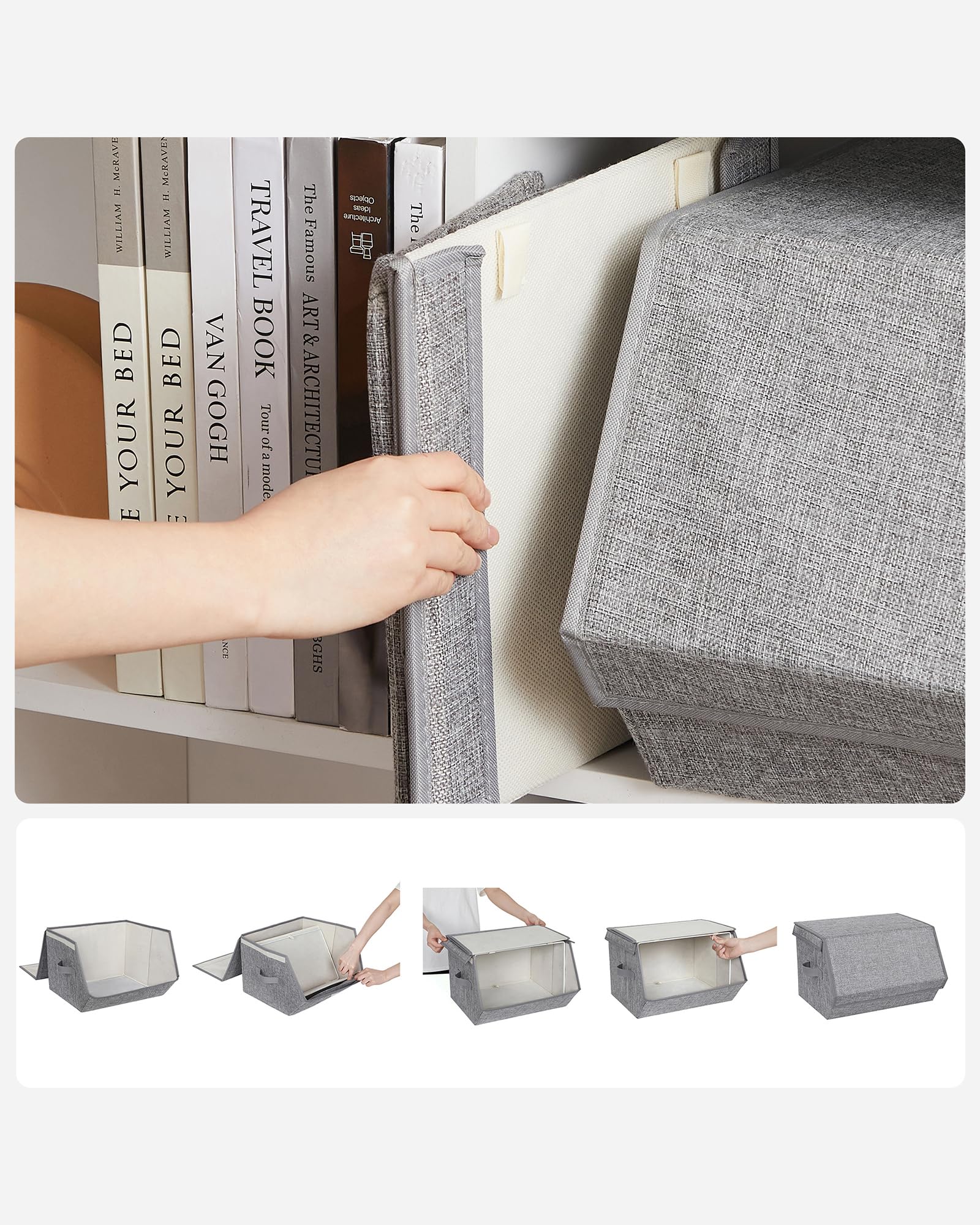 Foto 7 pulgar | Set De 4 Cubos Plegables Para Dormitorio Songmics, Color Gris