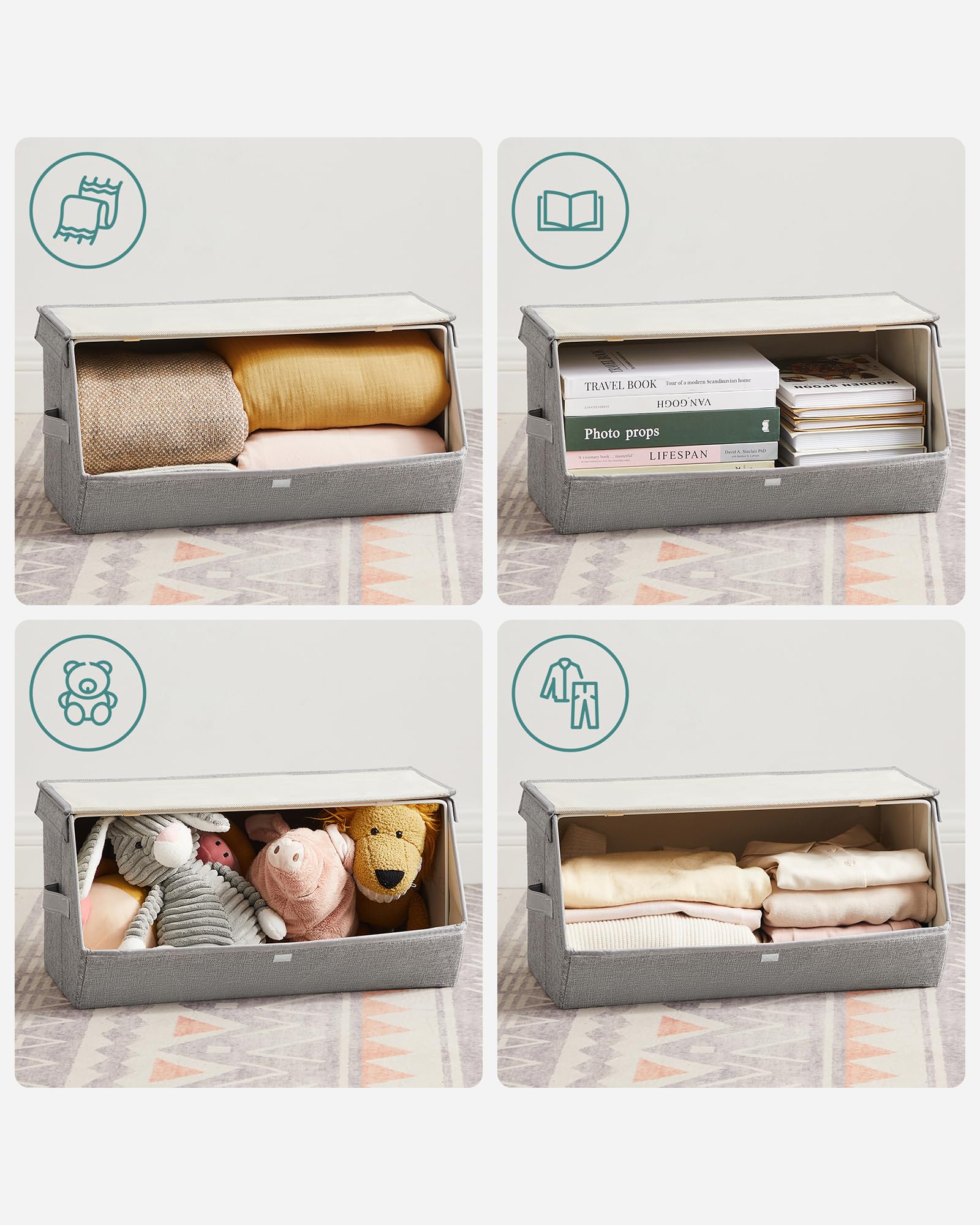 Foto 8 | Set De 4 Cubos Plegables Para Dormitorio Songmics, Color Gris