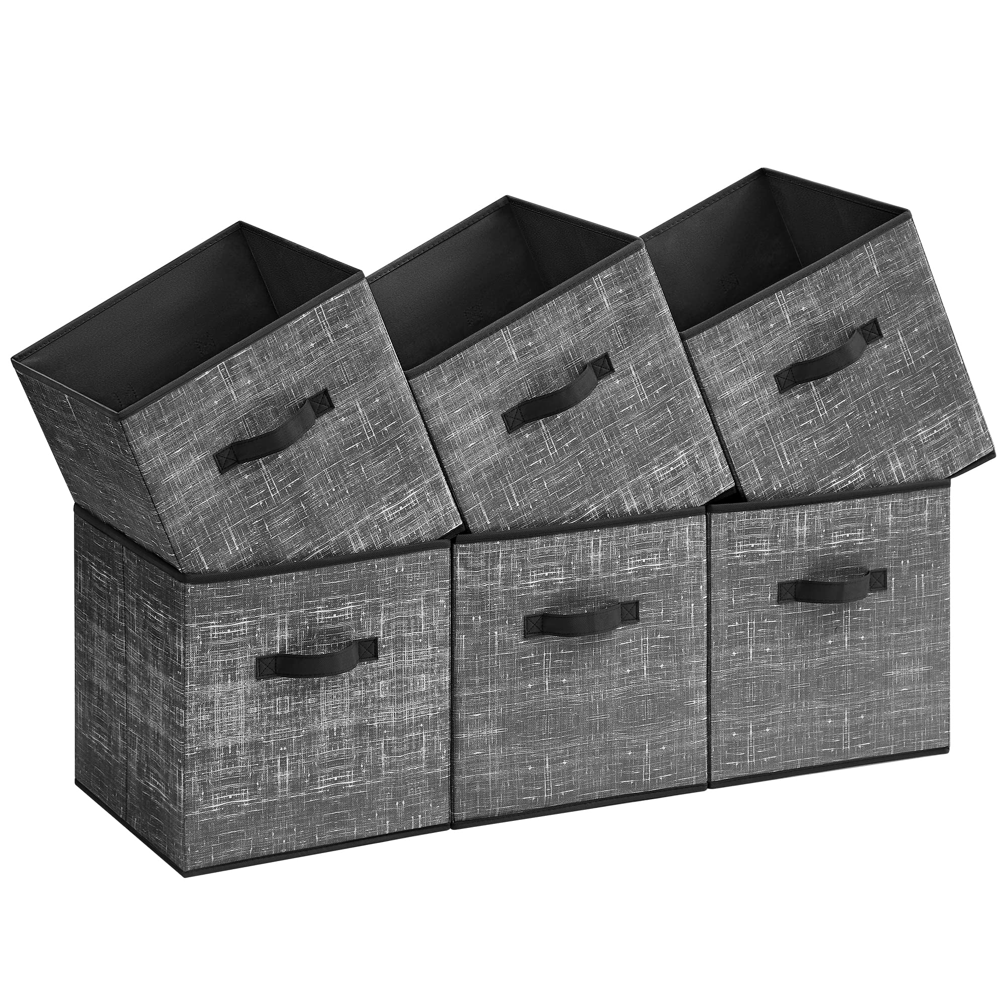 Juego de 6 Cubos de Almacenamiento Songmics Classic Negro 33 x 33 cm