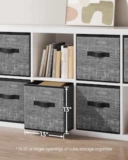Foto 3 | Juego de 6 Cubos de Almacenamiento Songmics Classic Negro 33 x 33 cm