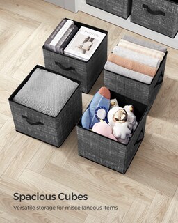 Foto 7 | Juego de 6 Cubos de Almacenamiento Songmics Classic Negro 33 x 33 cm