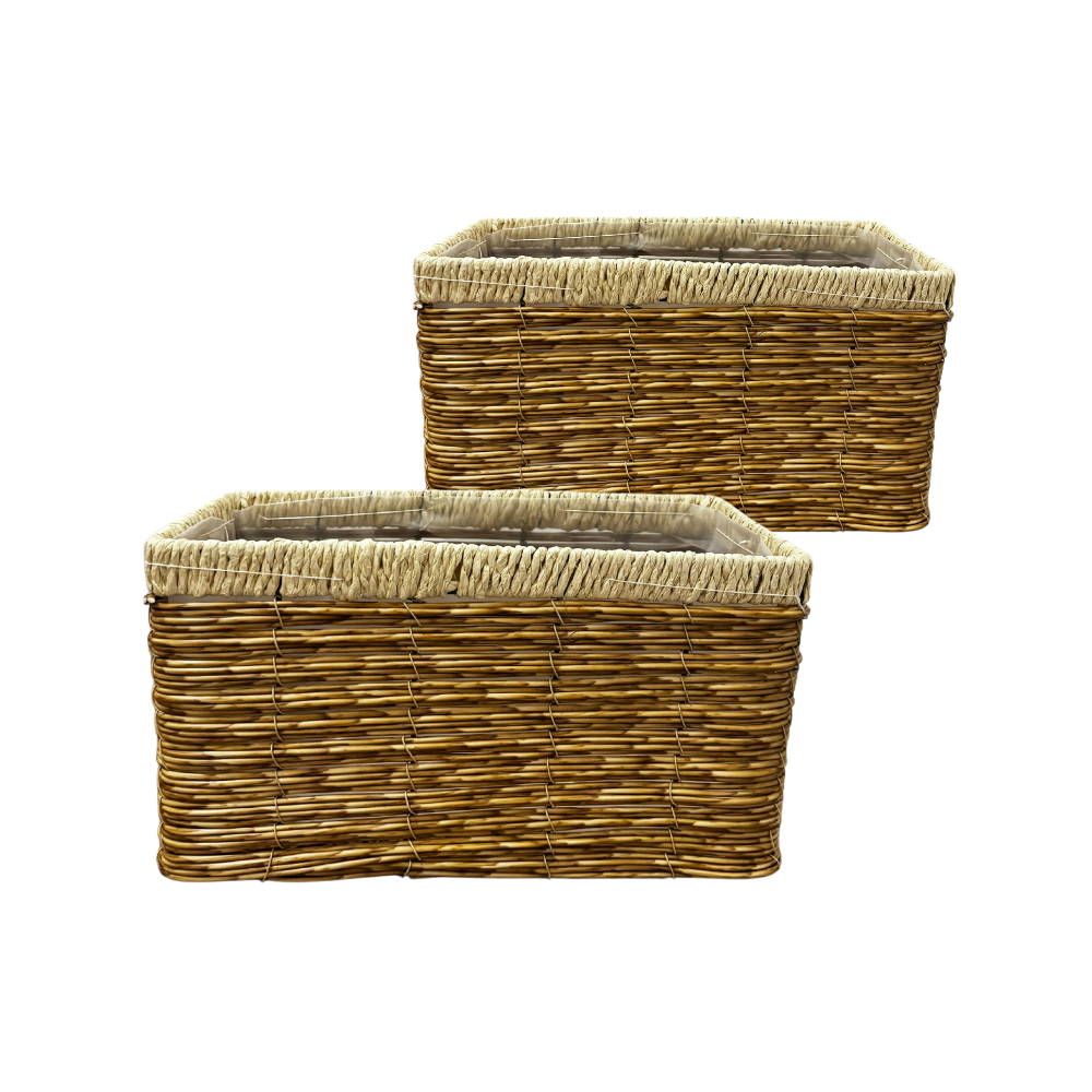 Foto 2 pulgar | Set 2 Cestas Decorativas Organizadora Mimbre Plastico Tejido