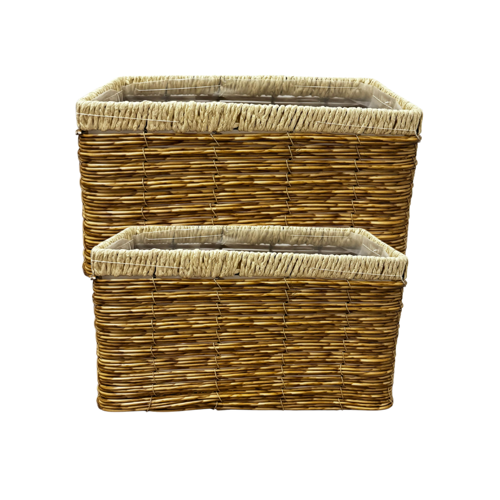 Foto 2 | Set 2 Cestas Decorativas Organizadora Mimbre Plastico Tejido