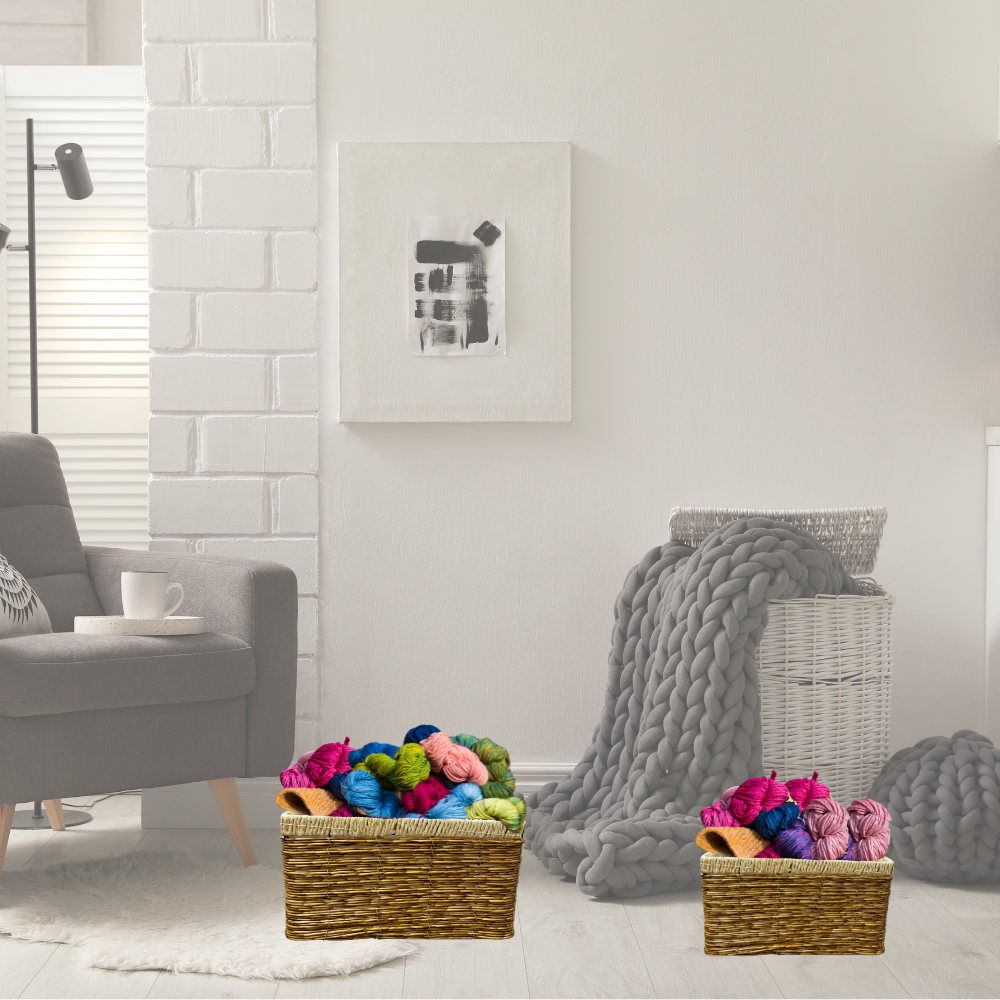 Foto 6 pulgar | Set 2 Cestas Decorativas Organizadora Mimbre Plastico Tejido