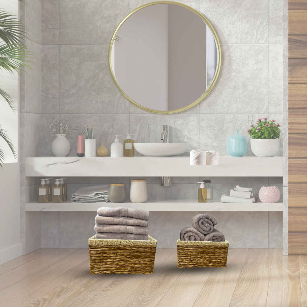 Foto 6 | Set 2 Cestas Decorativas Organizadora Mimbre Plastico Tejido
