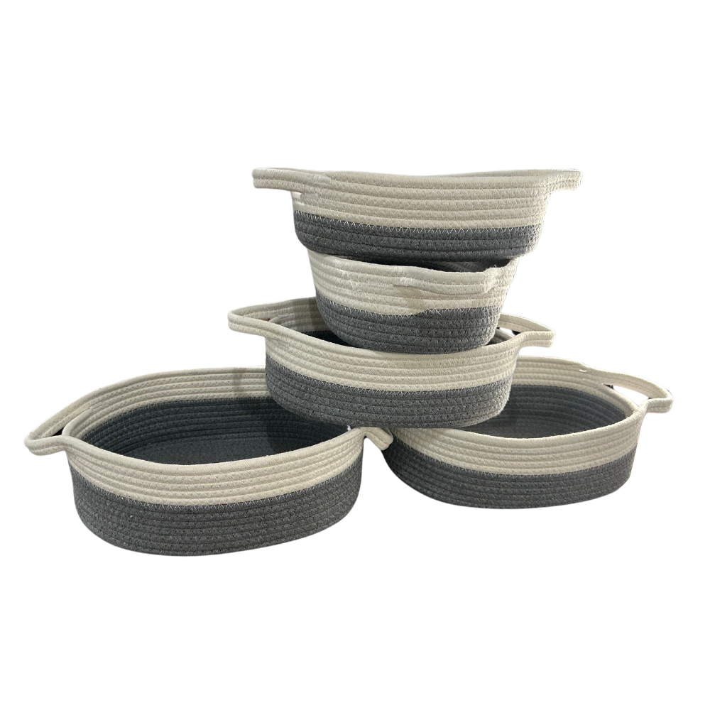 Foto 2 pulgar | Set De 5 Cestas Decorativas Organizadoras Tejido De Algodón Gris