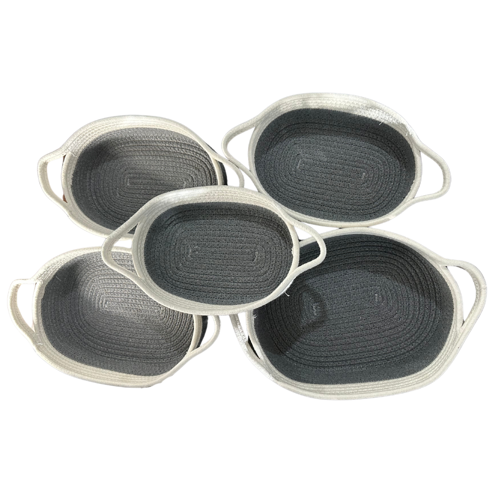 Foto 3 pulgar | Set De 5 Cestas Decorativas Organizadoras Tejido De Algodón Gris