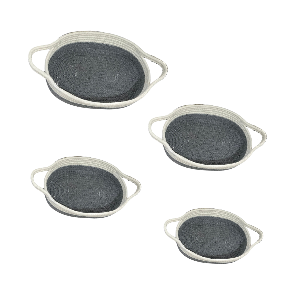 Foto 4 pulgar | Set De 5 Cestas Decorativas Organizadoras Tejido De Algodón Gris