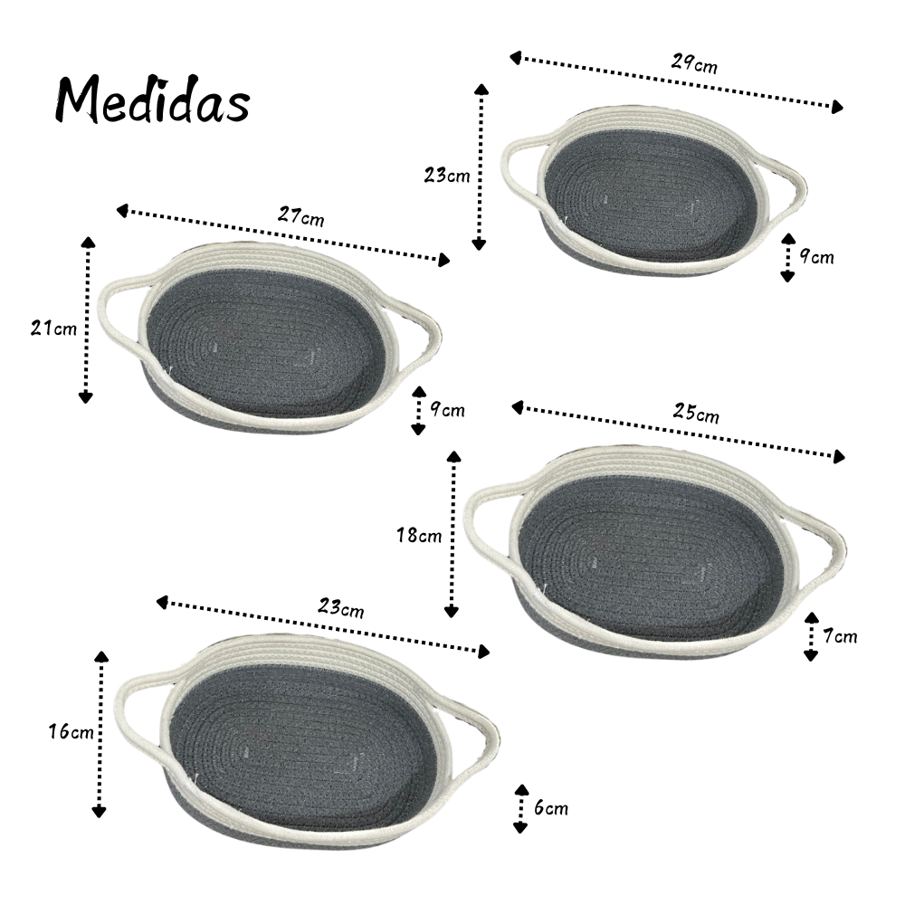 Foto 5 pulgar | Set De 5 Cestas Decorativas Organizadoras Tejido De Algodón Gris