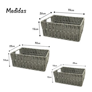 Foto 5 | Set 3 Cestas Organizadoras Rectangular Tejido Decorativas