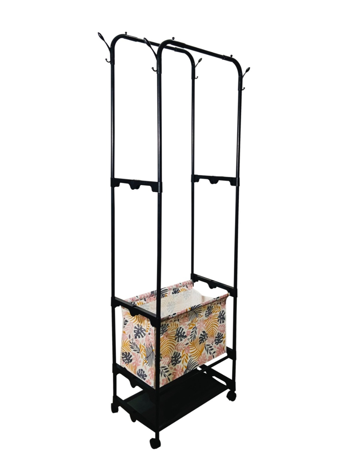 Rack De Ropa Con Canasta Doble Negro