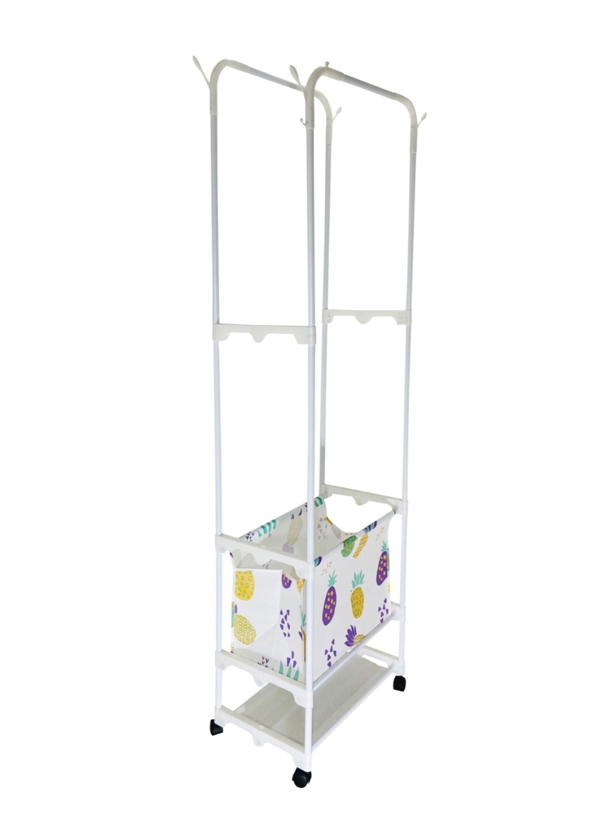 Rack De Ropa Con Canasta Doble Blanco