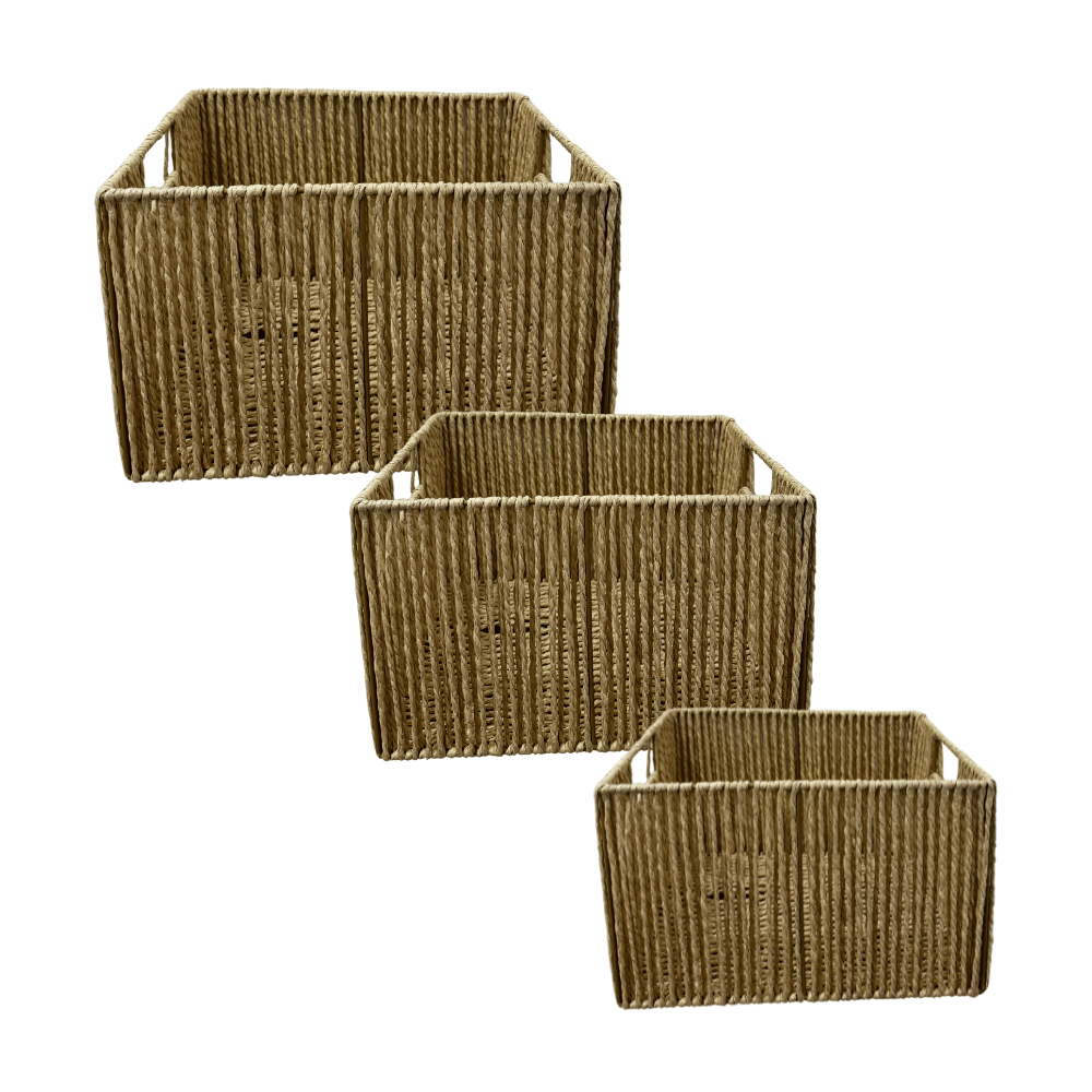 Foto 2 pulgar | Set 3 Cestas Organizadoras Tejida Beige Fibras Natural Decorativas