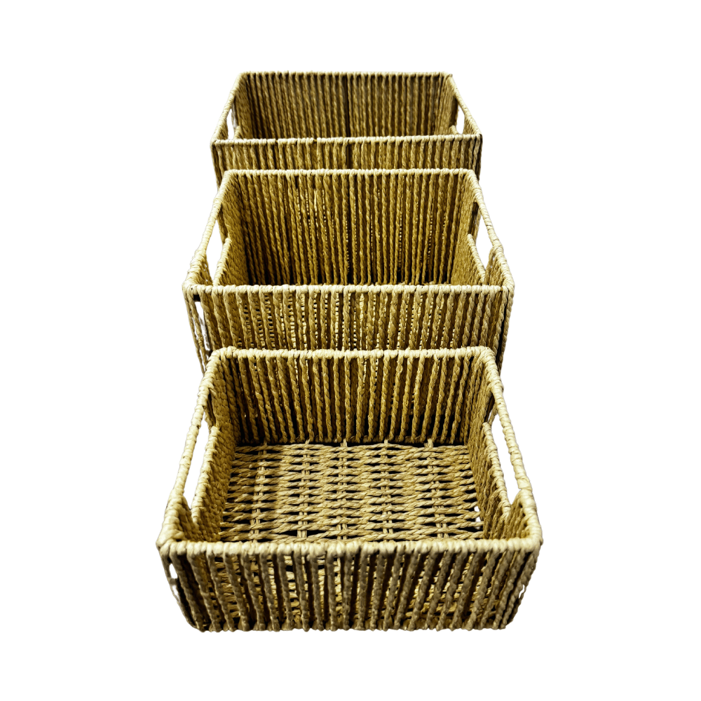 Foto 2 | Set 3 Cestas Organizadoras Tejida Beige Fibras Natural Decorativas