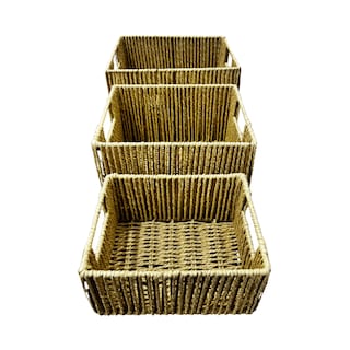 Foto 2 | Set 3 Cestas Organizadoras Tejida Beige Fibras Natural Decorativas