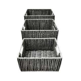 Foto 2 | Set 3 Cestas Organizadoras Tejida Gris Fibras Natural Decorativas