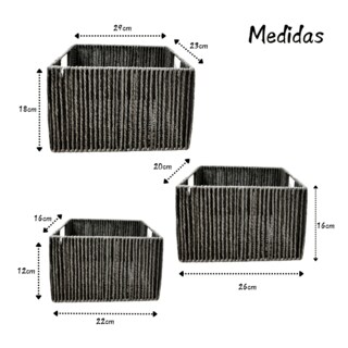 Foto 3 | Set 3 Cestas Organizadoras Tejida Gris Fibras Natural Decorativas