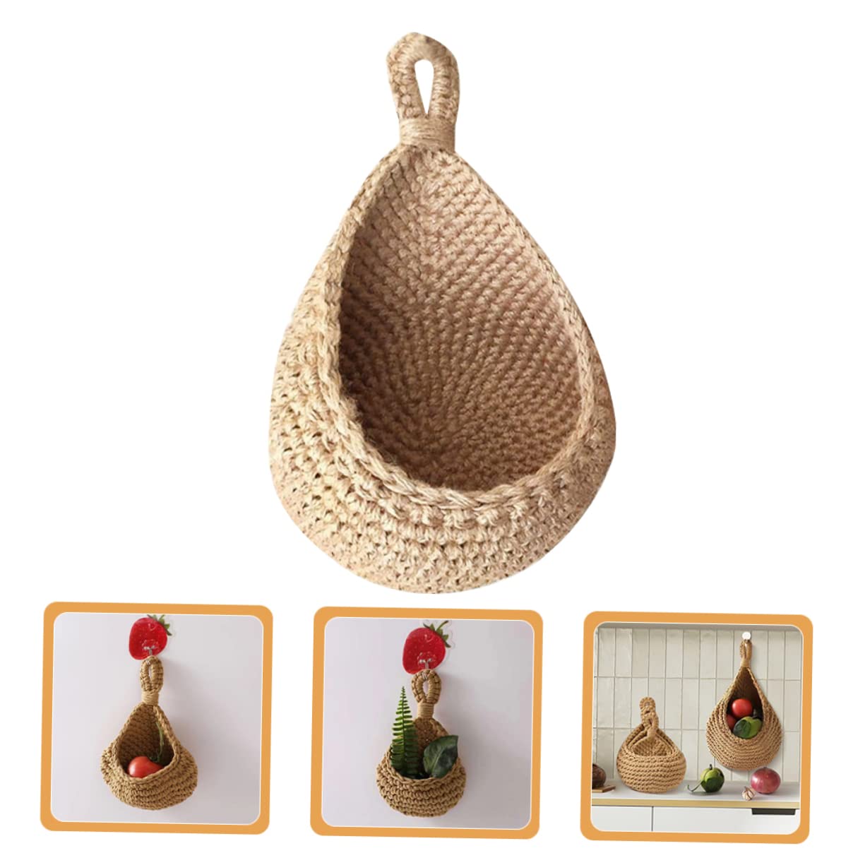 Foto 6 pulgar | Canasta de Pared Tejida Cesta de Almacenamiento para Colgar de Yute - Venta Internacional