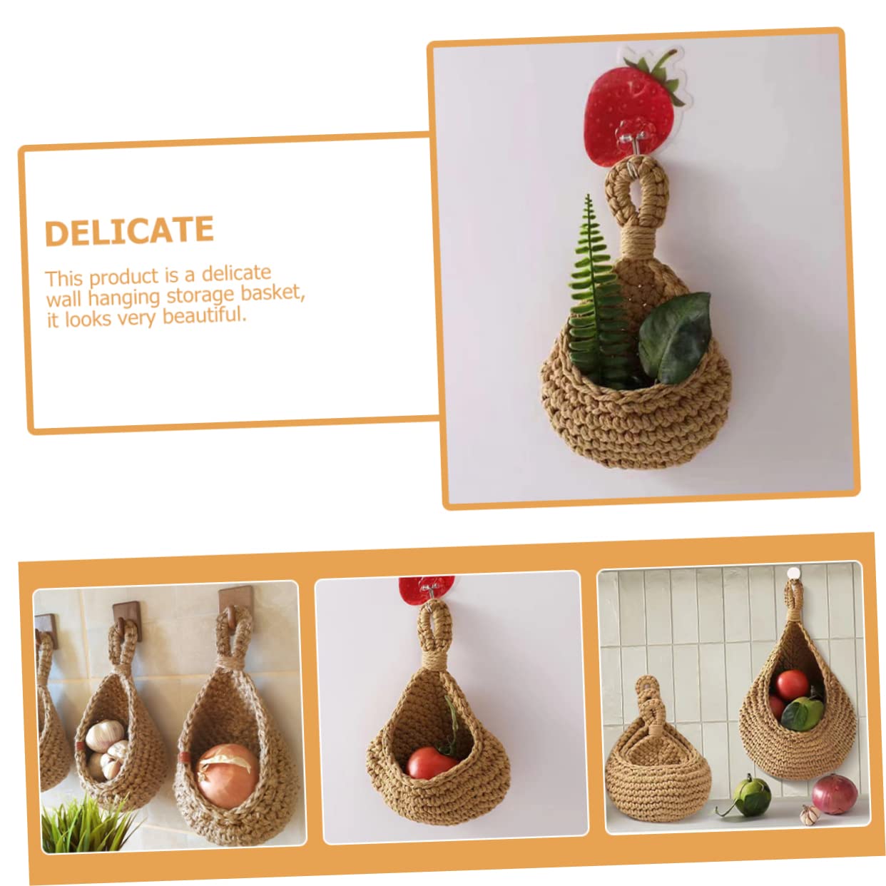 Foto 8 pulgar | Canasta de Pared Tejida Cesta de Almacenamiento para Colgar de Yute - Venta Internacional