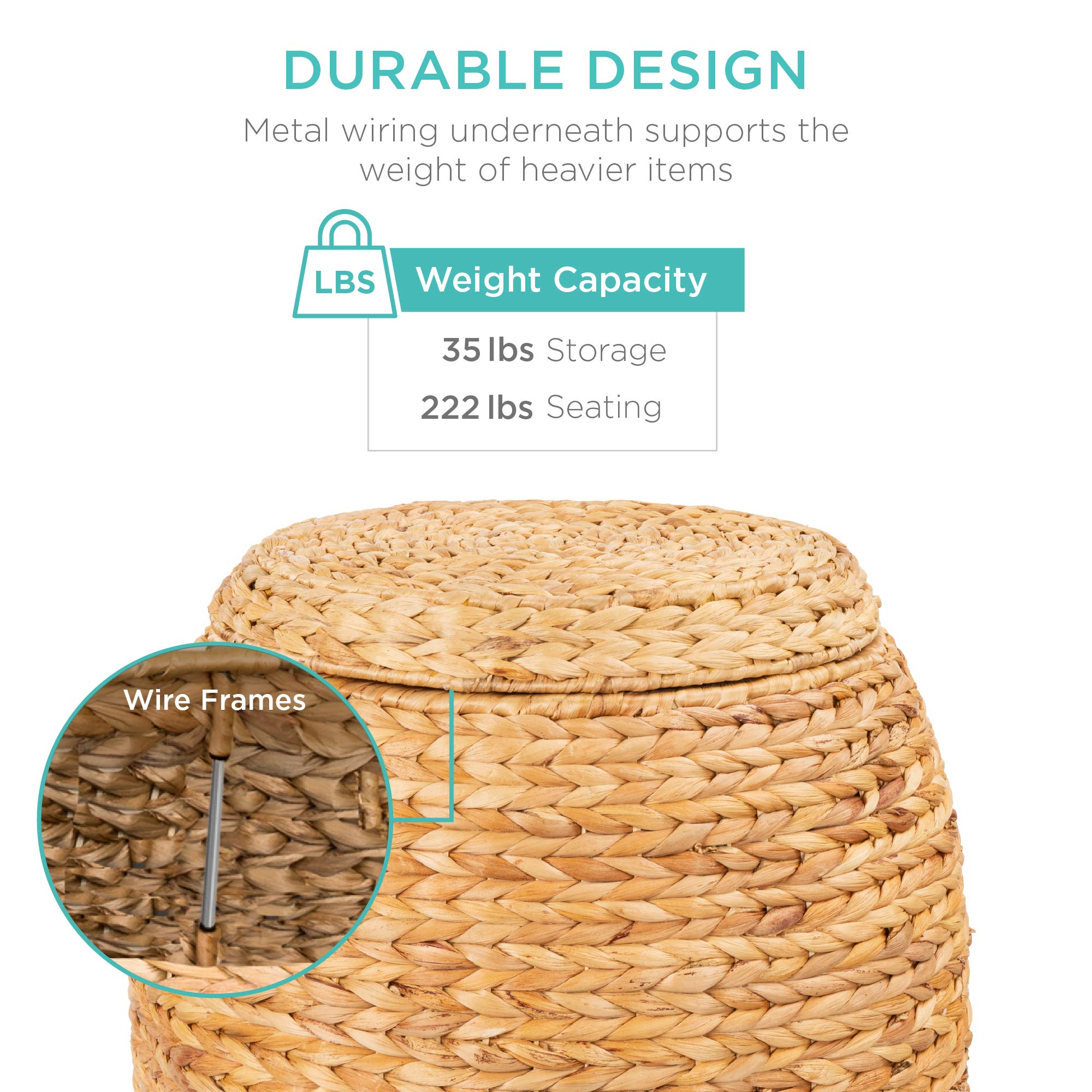 Foto 3 pulgar | Cesta De Almacenamiento Best Choice Products Vintage Hyacinth Natural - Venta Internacional.