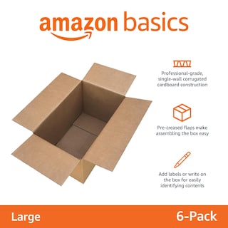 Foto 2 | Cajas De Mudanza Amazon Basics, Paquete De 6 Unidades, Grandes, 50 X 50 X 38 Cm, Color Marrón - Venta Internacional.