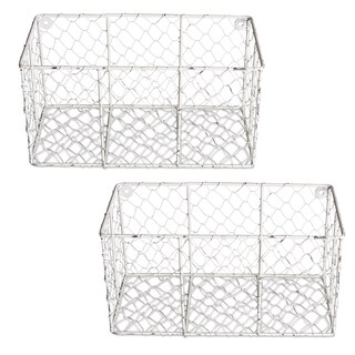 Foto 1 | Cestas De Pared Dii Chicken Wire Collection Vintage White (2) - Venta Internacional.