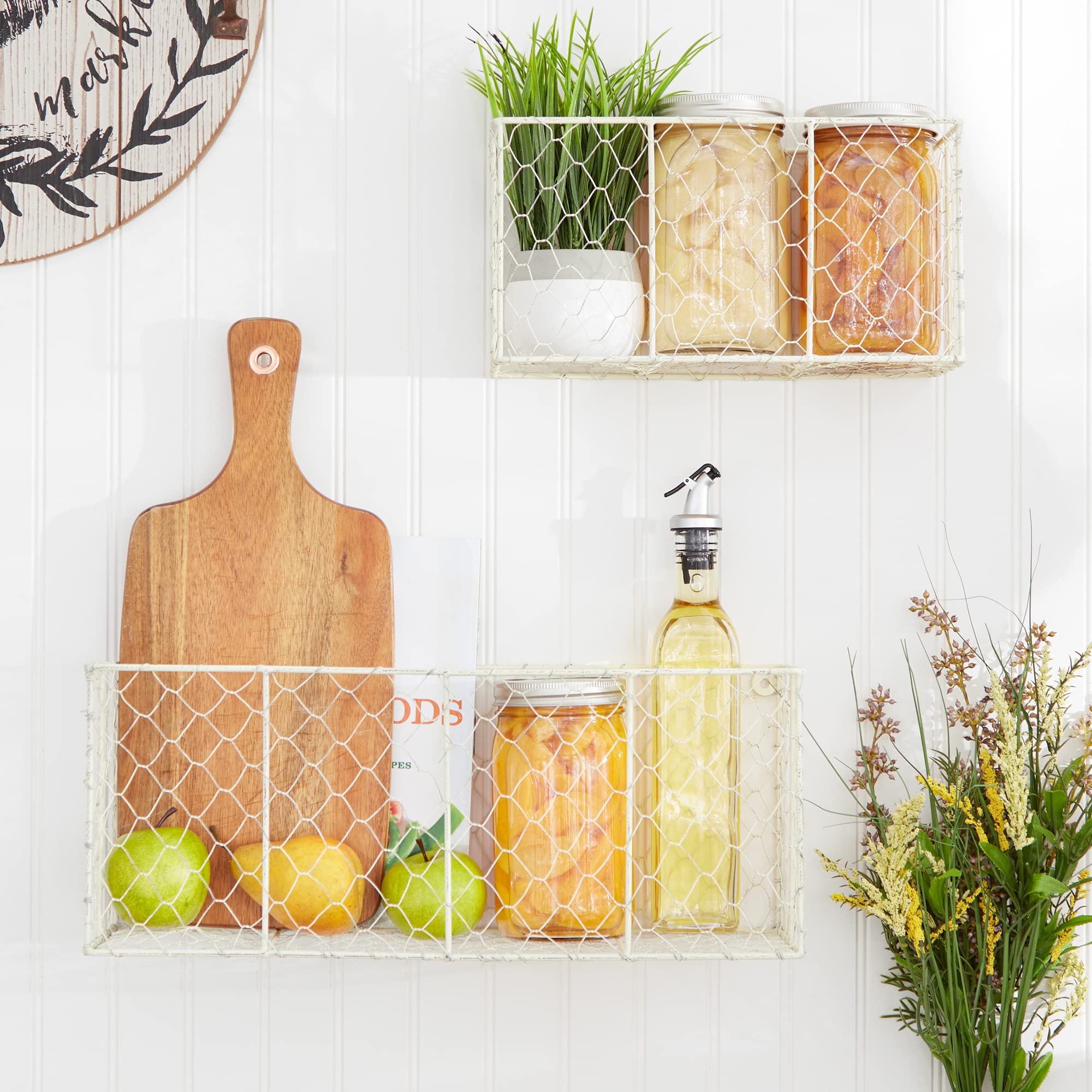Foto 3 pulgar | Cestas De Pared Dii Chicken Wire Collection Vintage White (2) - Venta Internacional.