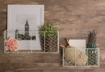 Foto 5 | Cestas De Pared Dii Chicken Wire Collection Vintage White (2) - Venta Internacional.