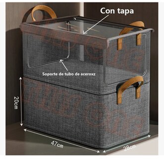 Foto 2 | Cajas Organizadoras De Tela Con Tapa Y Soporte De Acero 2pcs